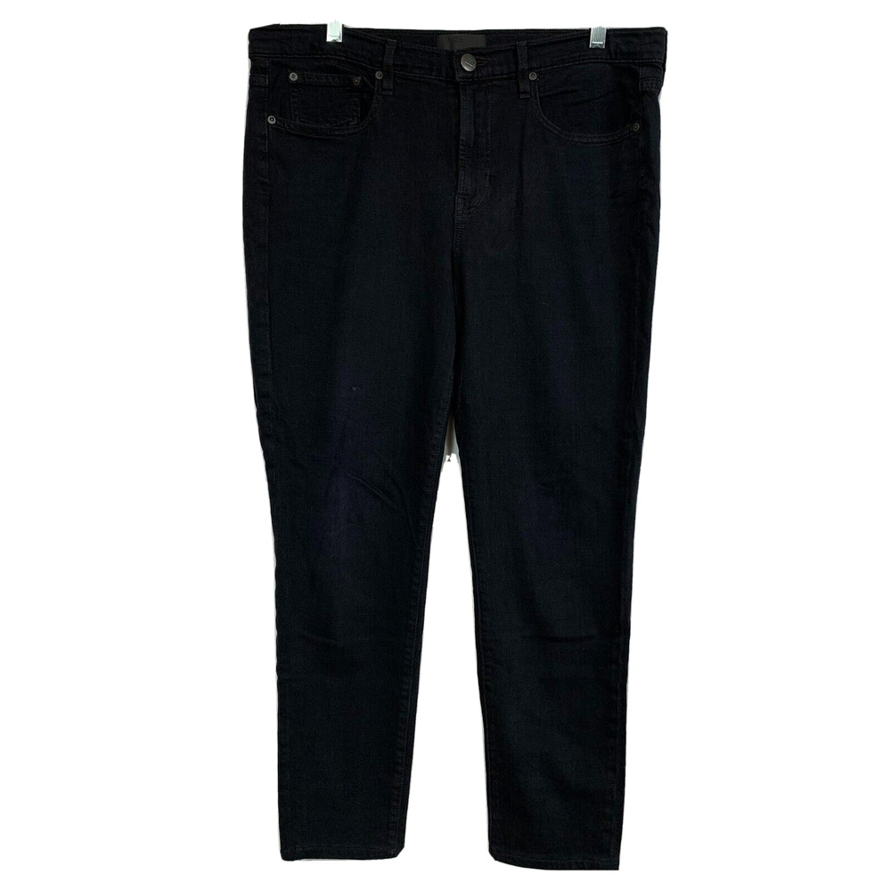 Vince Jeans Womens Sz 31 Vivid Black Mason Relaxed Rolled Stretch High Rise